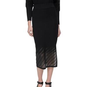 DKNY Women’s Ribbed Midi Skirt Black Size M